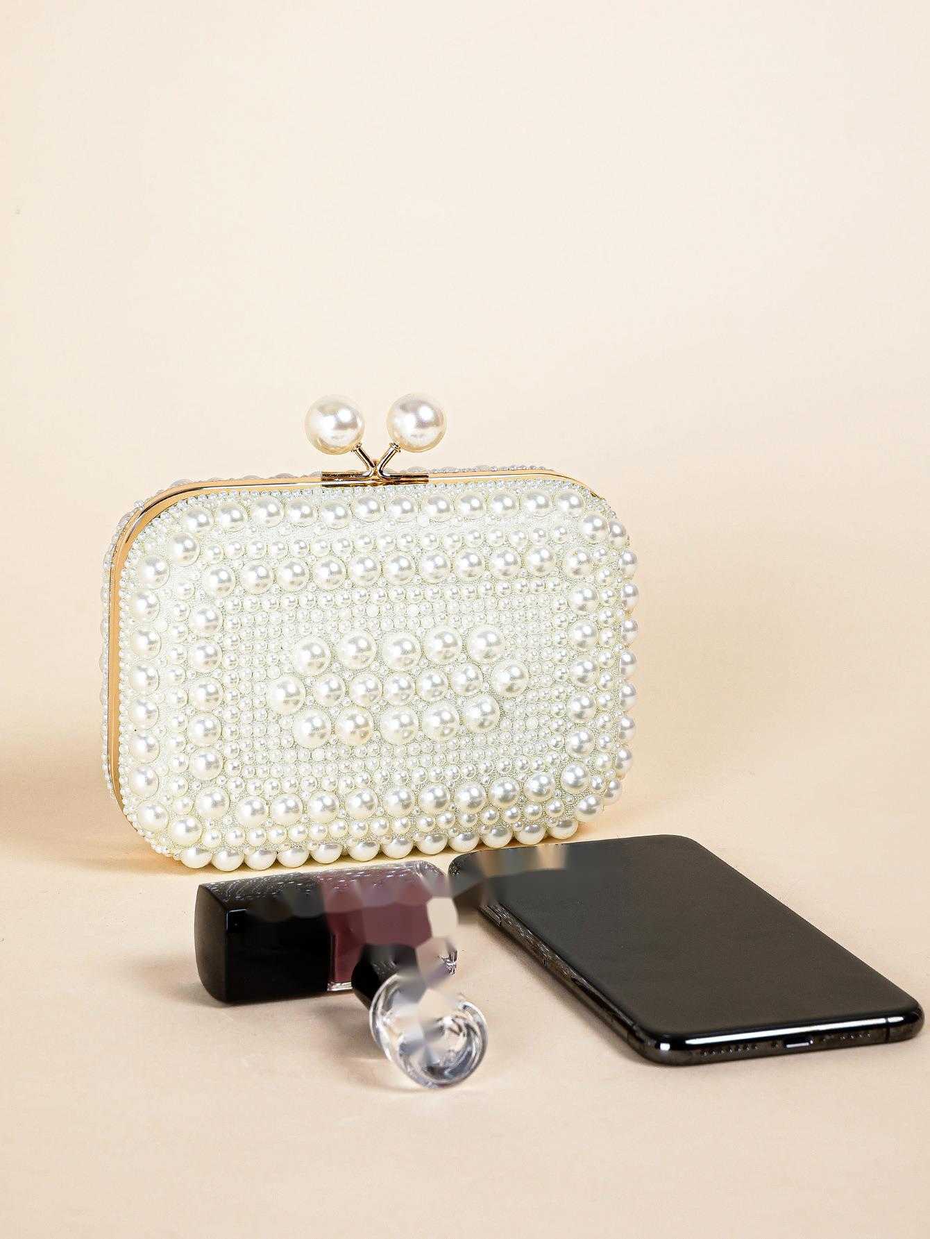 Clutch Bag New Ladies High-end Pearl Handbag Princess Party Dress Dinner Bag Fashionable and Simple Square Handbag 240920