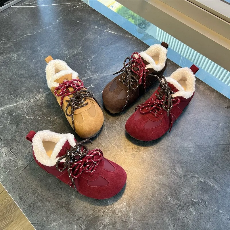German Training Shoes Female Genuine Leather Winter Flat Velvet Forrest Gump Shoes Women Casual Sneakers Women
