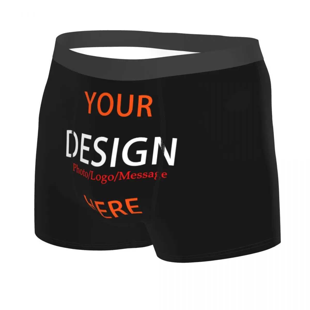 Customize your photo information underwear mens printed DIY design boxing shorts underwear soft underwear X241207