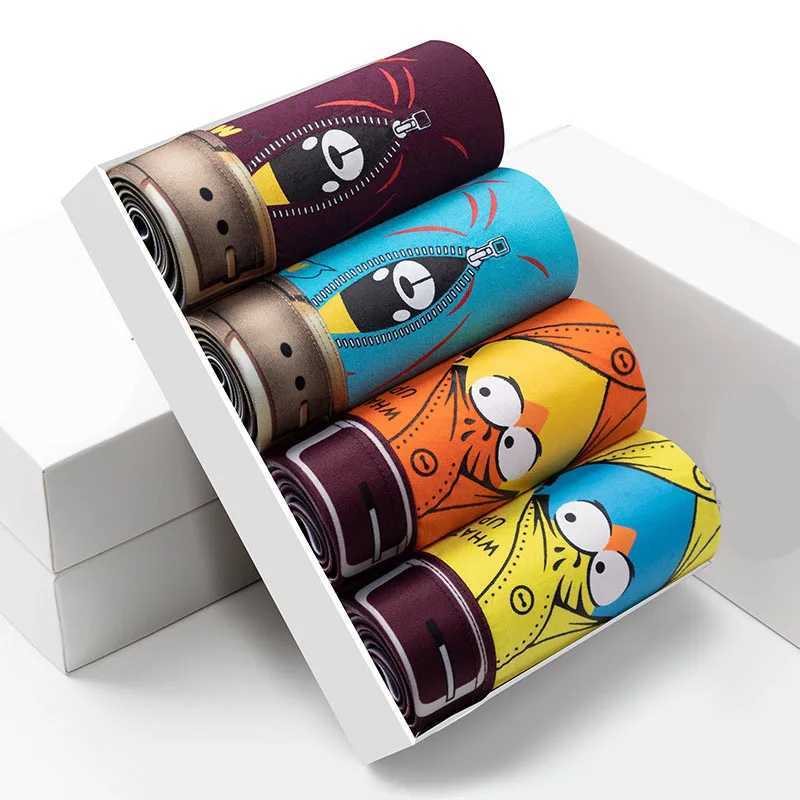 4 pieces of mens underwear boxing shorts solid color shorts brand mens underwear 100% cotton breathable mid waist shorts mens L-5XL X241207