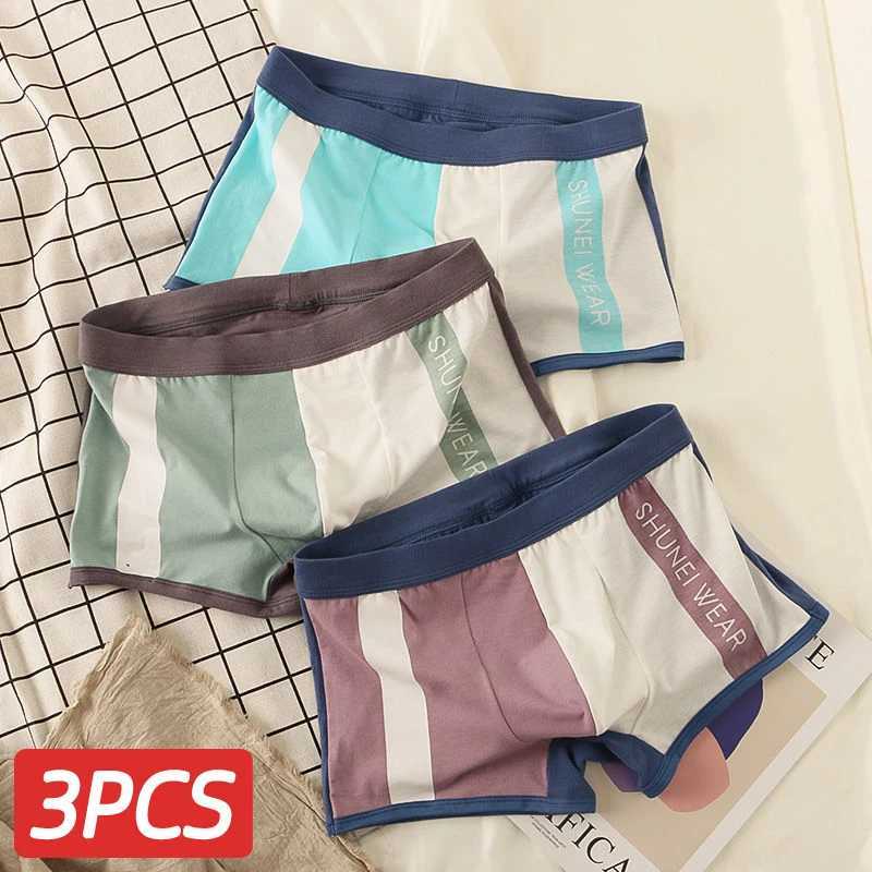 3 pieces/set mens underwear pure cotton personalized boxer breathable and comfortable printed underwear X241207