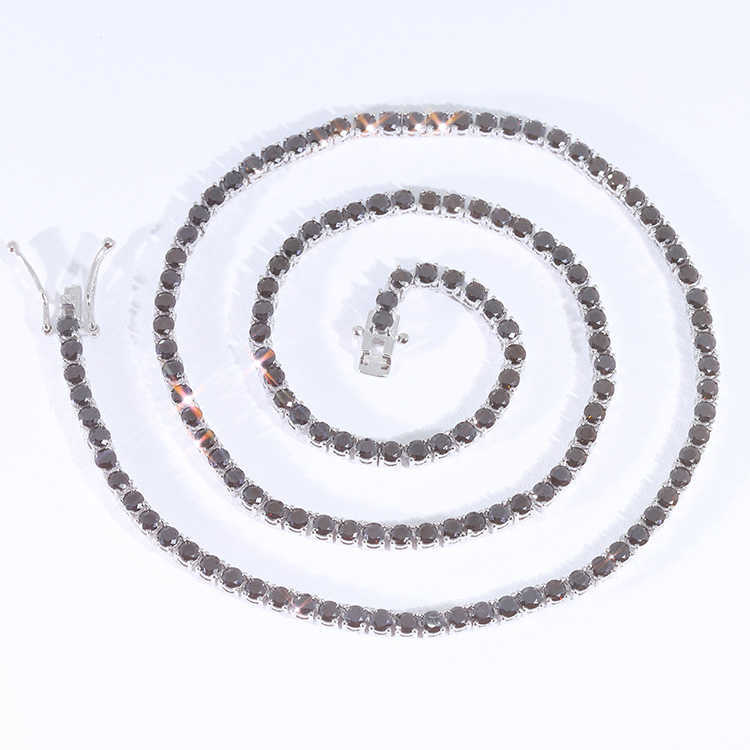 Hiphop Jewelry 3mm Black Tennis Bracelet Necklace with VVS Moissanite Pure Silver 925 Tennis Chain