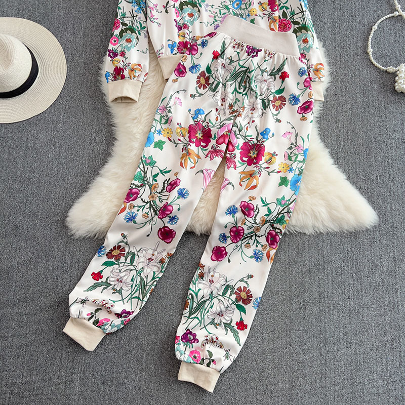 New Fashion Autumn Winter Printed Long Sleeve Zipper Jacket + Jogger Pants Casual Women Tracksuits Clothing Sets