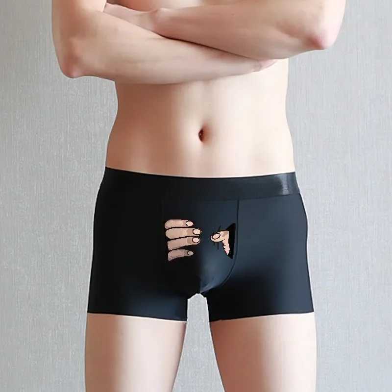 Fashionable and creative funny mens boxing underwear mens personalized printed underwear boxing shorts cartoon breathable sexy underwear gifts X241207