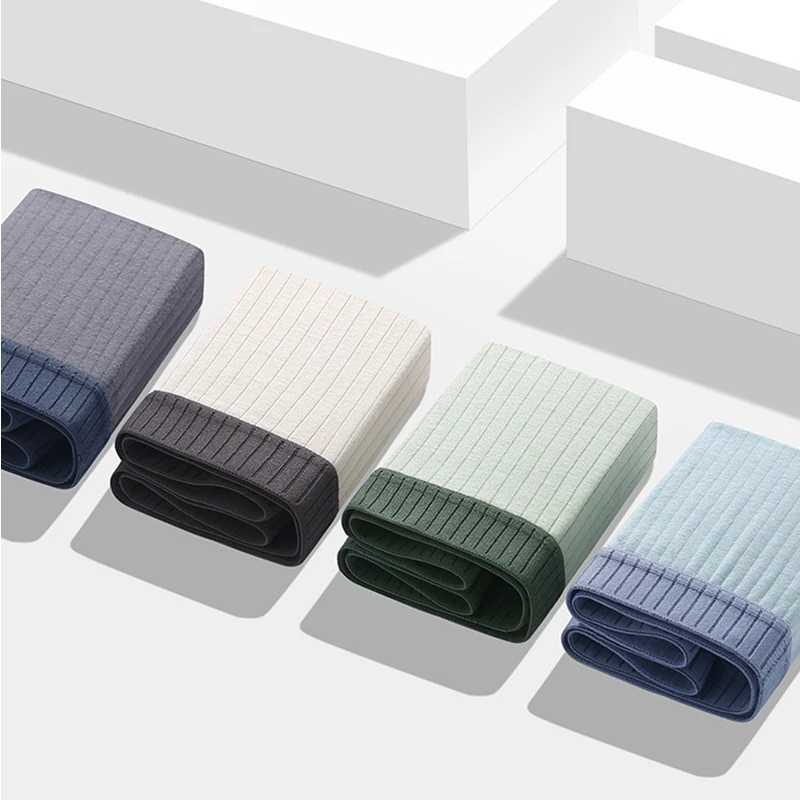 Mens cotton underwear striped underwear new underwear sexy underwear boxing solid color mens shorts mens boxing shorts X241207