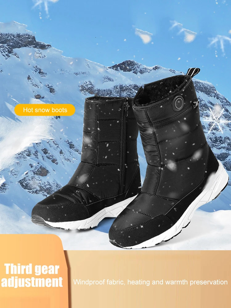Intelligent charging electric heating shoes washable ski boots 75D waterproof 3-speed adjustable replaceable camping and hiking 241206