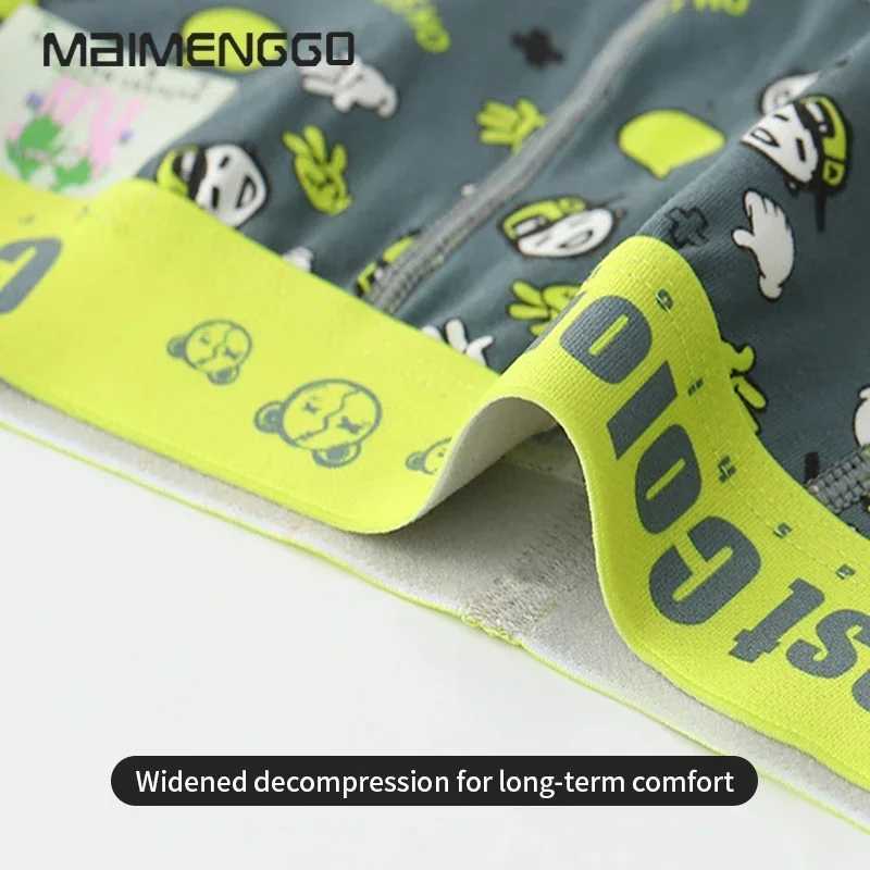 Mens underwear boxer shorts mens cotton underwear green cartoon underwear moisturizing willow breathable boxer underwear X241207