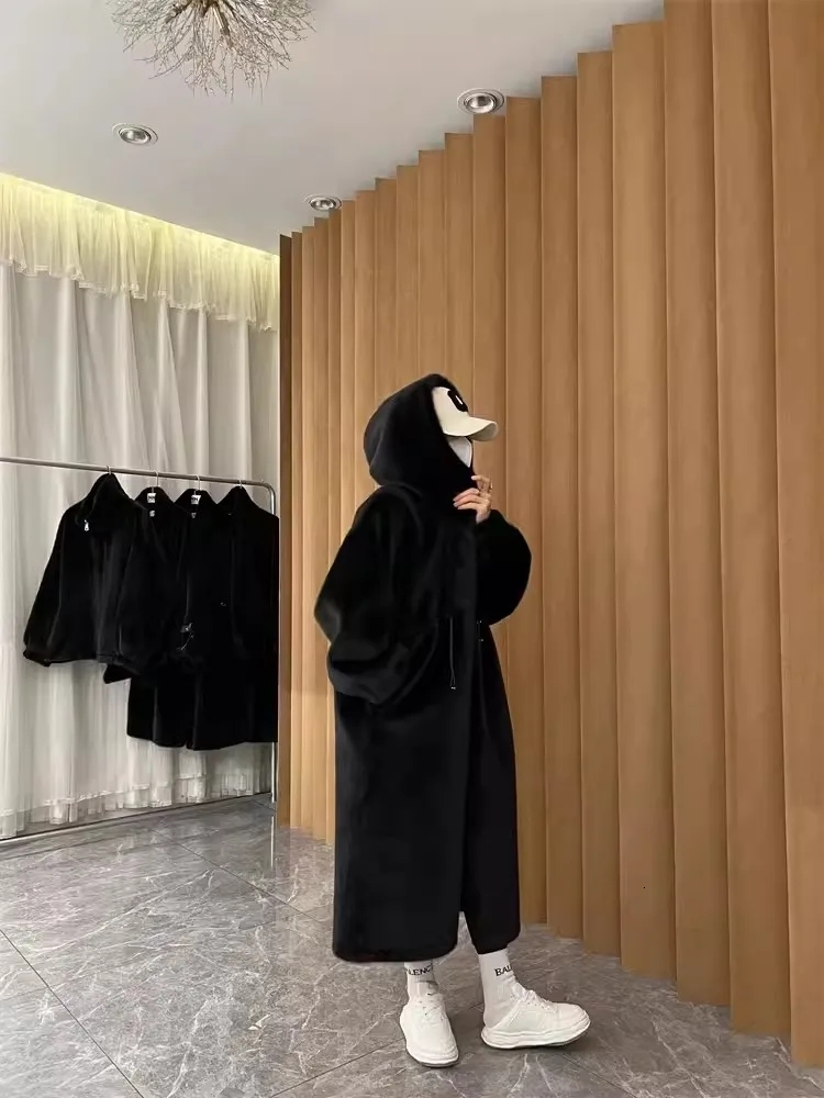 2025 Winter New Cashmere Outerwear Female Warm Loose Cotton-Padded Jacket Padded Knee-Length Hooded Add Coat Lady