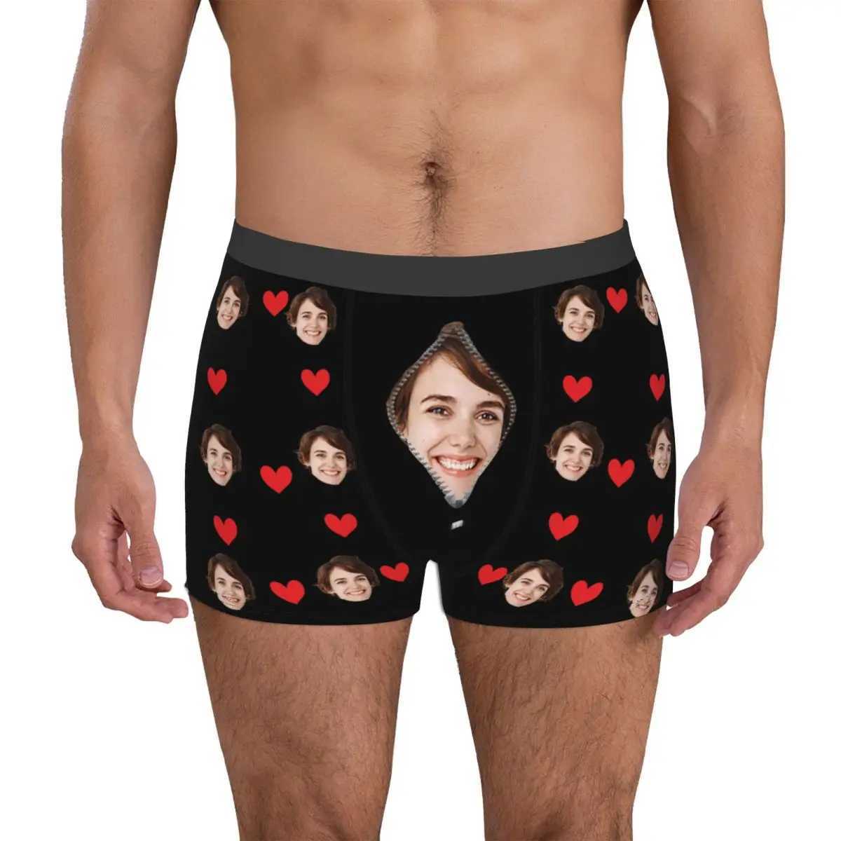 Mens customized personalized facial photos long underwear fashionable boxer underwear shorts mens underwear S-XXL X241207