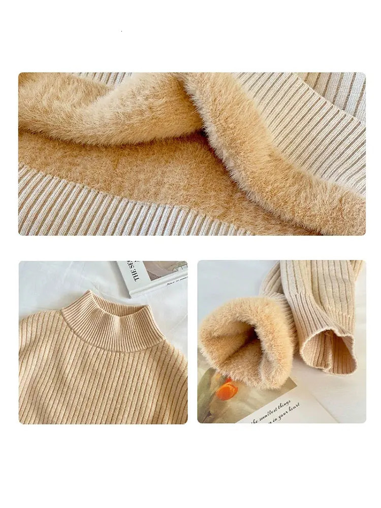 Womens Sweater Turtleneck Thickening Sheath Solid Knitted Pullover Female Autumn Winter Casual Knitwear Woman Allmatch Basic 241203