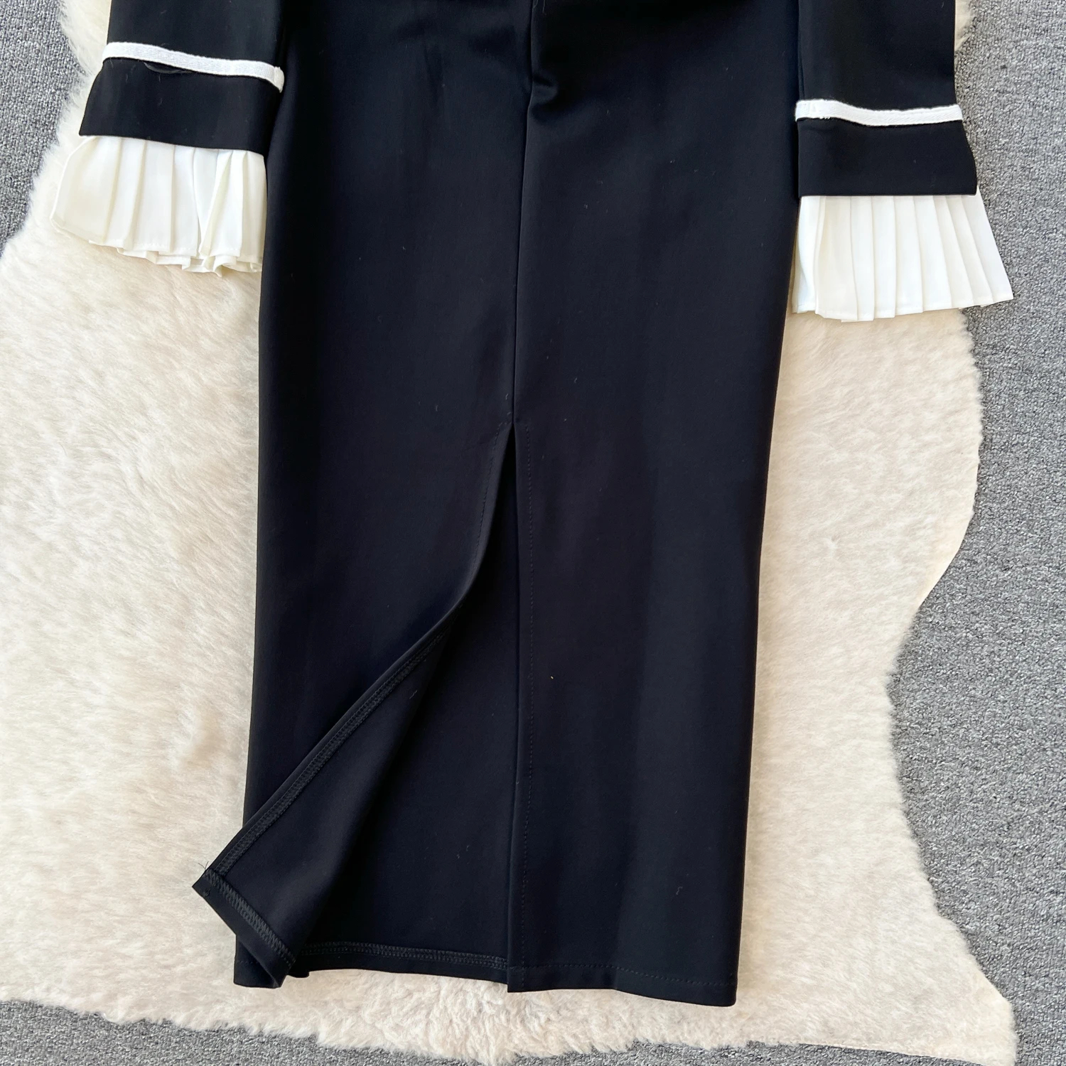 Casual Dresses French Hepburn Style Autumn Winter Dress Women's Black White Ruffles Long Sleeve Midi Vestidos Office Lady 2025