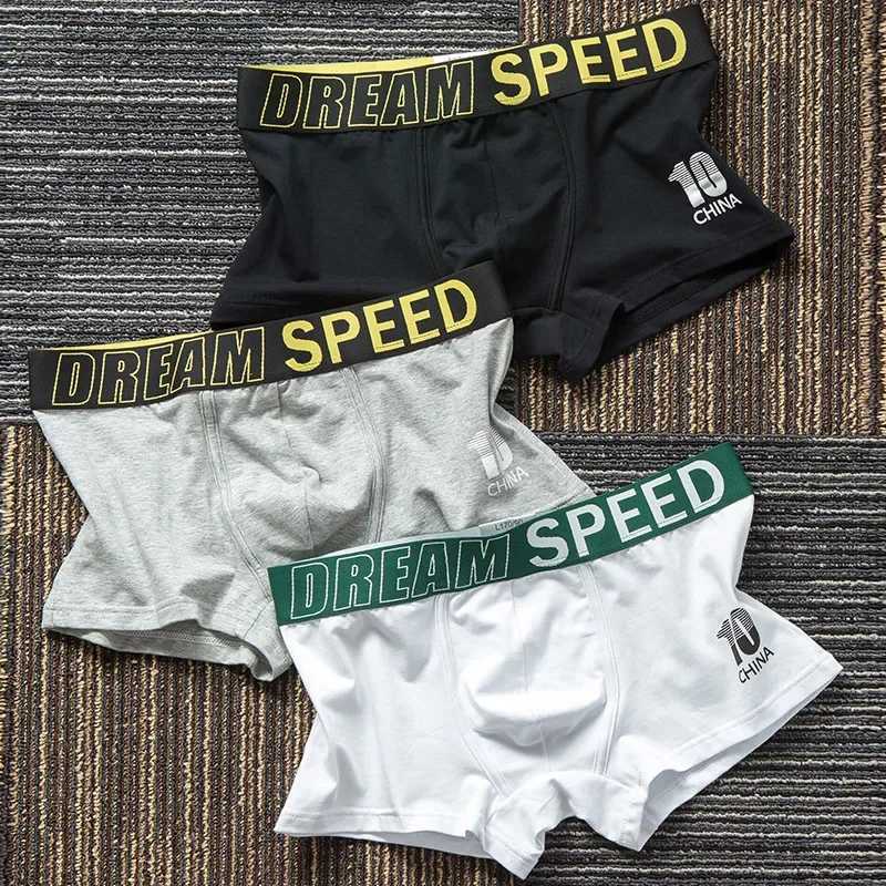 Mens sexy underwear pure cotton boxer shorts breathable sports trend teenagers high school students boxing shorts X241207