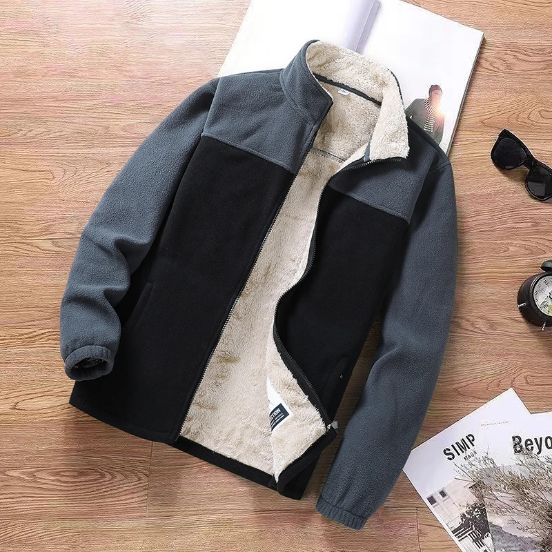 2024 Style Trend Casual Fleece Coats Men Spring Winter Sports Stand Collar Jacket Mens Cardigan Handsome Hoodie 241202