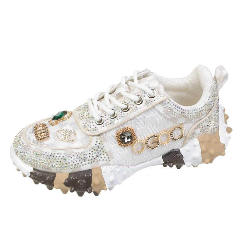 Wen Shoes Rhinone Wen Sneakser Diamond Breathable Luxury Designers Casual Thick Botts Dad Shoes Zapatos Mujer 2024 Z241208