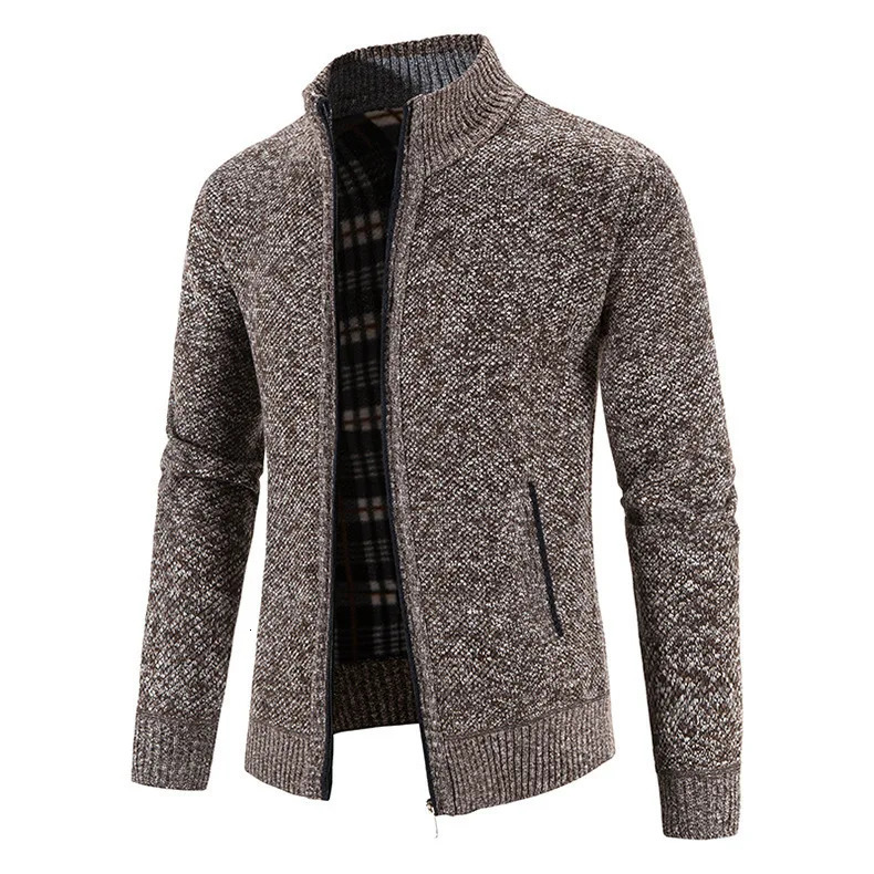 High quality mens casual cardigan slim fit stand up collar zipper wool warm jacket fashionable mens sweater 7 colors 241205