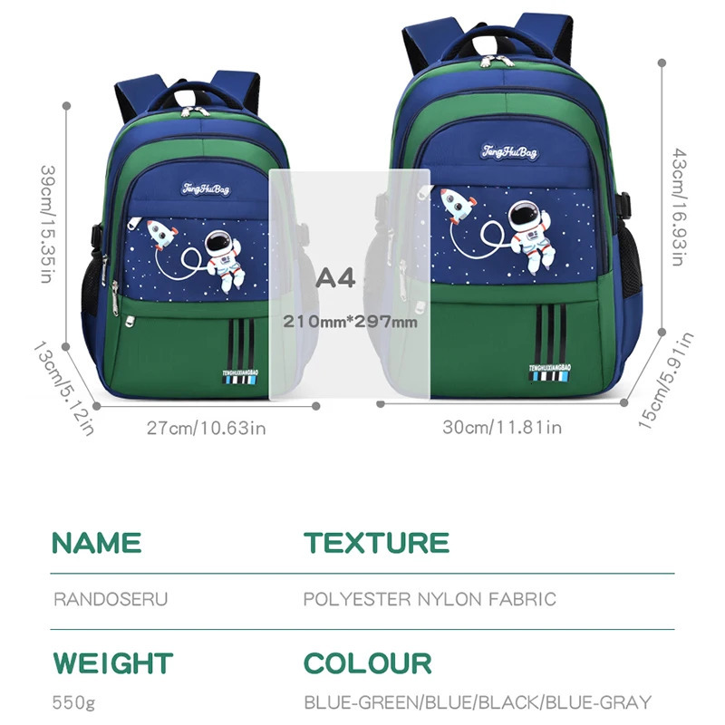 Shoulder Bag Primary School Boys School Boys 1 2 3 4 5 6 Grades 6-12 Years Astronaut Laptop Backpack Wate 241206