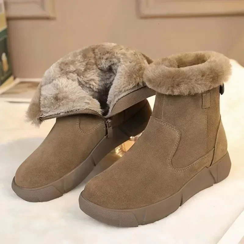 2024 Fashion Womens Shoes Short Plush Selling Side Zipper Daily Boots Round Toes Keep Warm Ankle 241206