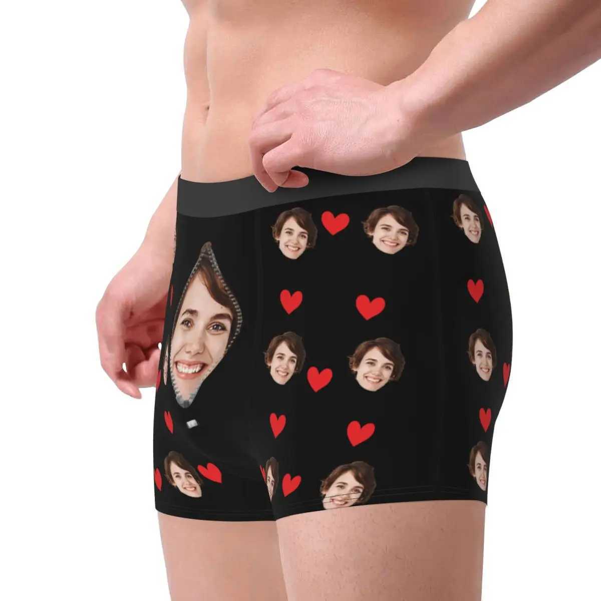 Mens customized personalized facial photos long underwear fashionable boxer underwear shorts mens underwear S-XXL X241207