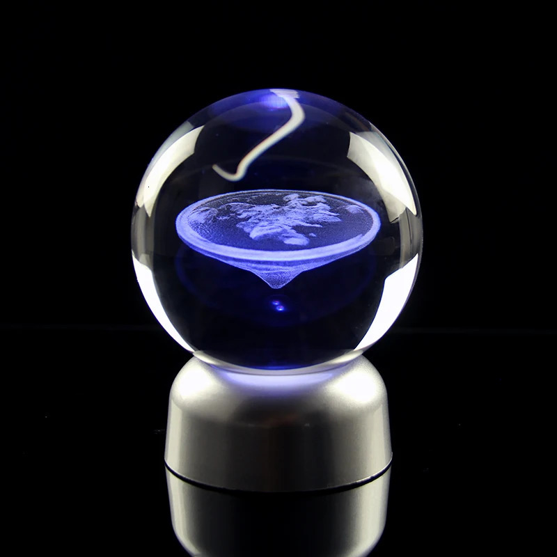 Flat Earth Model Crystal Ball with Colorful LED Base Night Light Souvenir Birthday Gift Office Home Decoration 241206