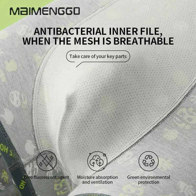 Mens underwear boxer shorts mens cotton underwear green cartoon underwear moisturizing willow breathable boxer underwear X241207