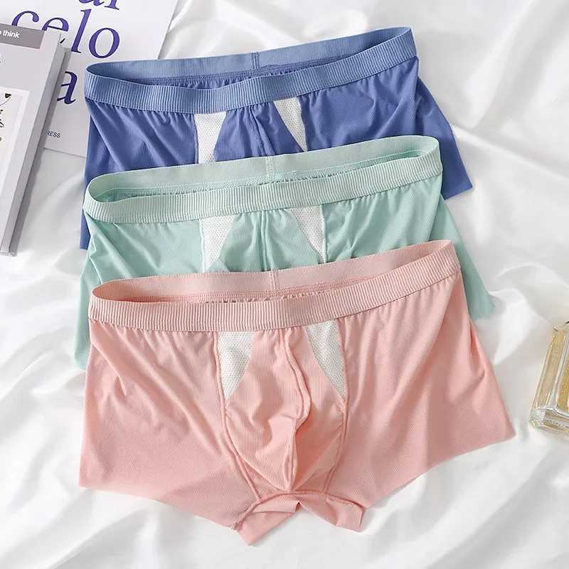 1 ultra-thin mens ice silk boxing shorts summer oversized breathable transparent boxing shorts X241207