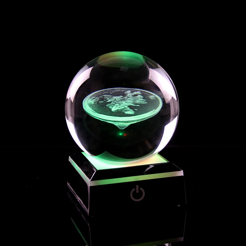 Flat Earth Model Crystal Ball with Colorful LED Base Night Light Souvenir Birthday Gift Office Home Decoration 241206
