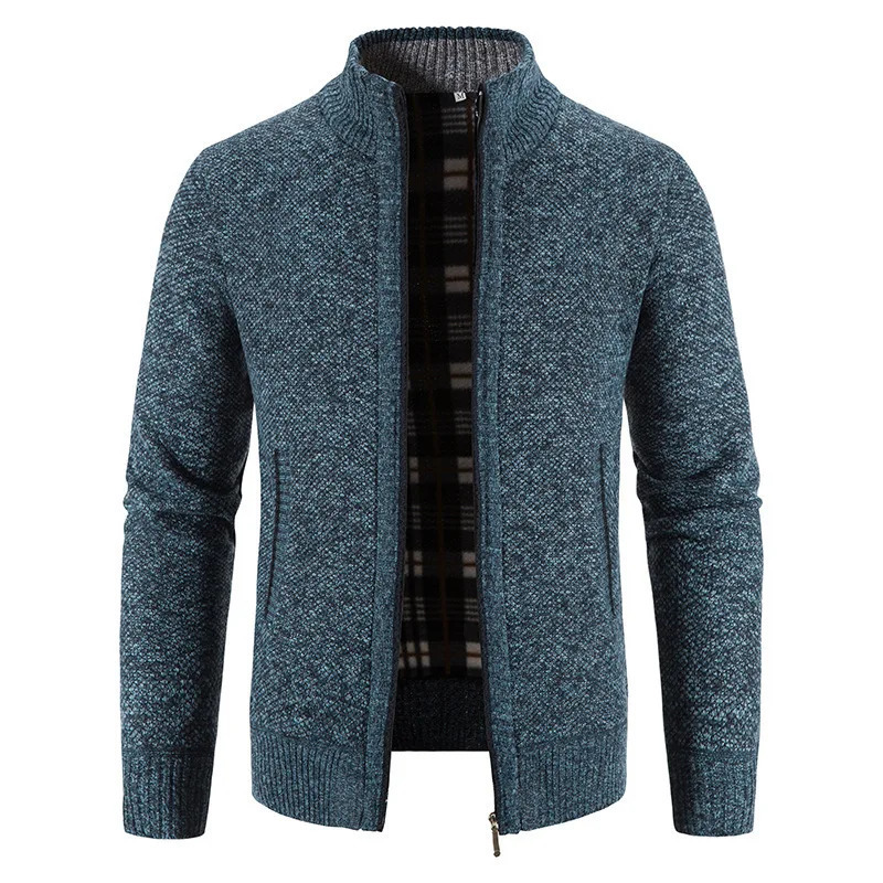 High quality mens casual cardigan slim fit stand up collar zipper wool warm jacket fashionable mens sweater 7 colors 241205