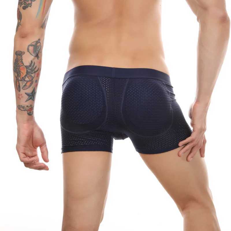 Mens Trunks Mesh Enhancement Buttocks Boxers Ruffle Fake Buttocks Underwear Padded Sponge Underwear Mens Underwear X241207