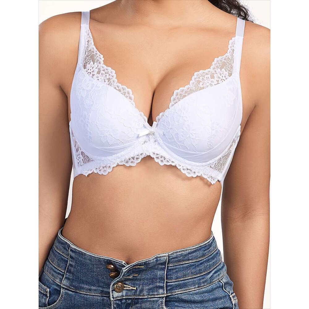 Solid color floral lace semi transparent anti slack steel ring elegant comfortable push up bra, women's underwear and lingerie-k0576