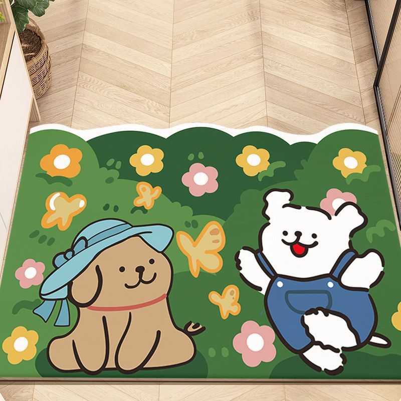 Line Puppy Crystal Velvet Dust-proof Carpet Entrance Mat Living Room Porch Kitchen Coffee Table Side Mat Non-slip