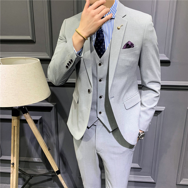 M1114 New Men's Suit Groom and Best Man Dress Set Korean Slim Fashion
