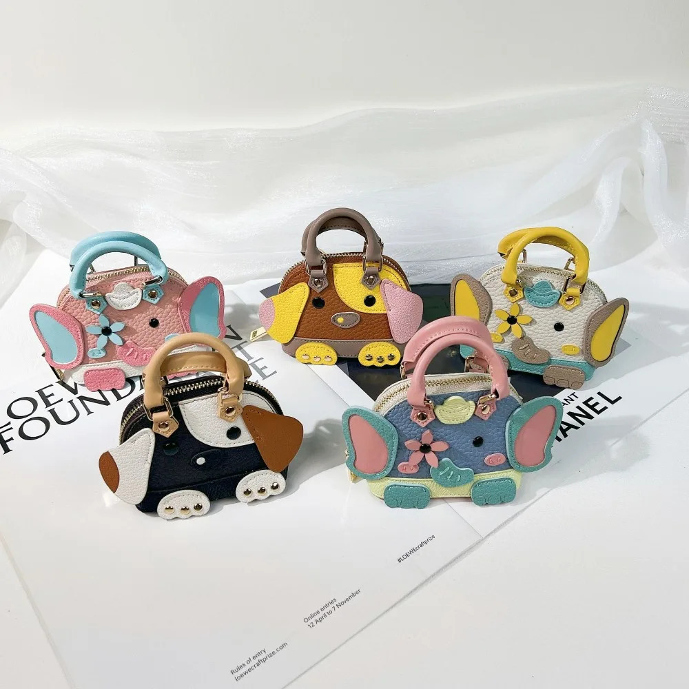 Mini Shell Leather Pendant Keychain Key Mouth Red Envelope Coin Wallet Earphone Bag Car Keychain Charm Bag Pendant 241205