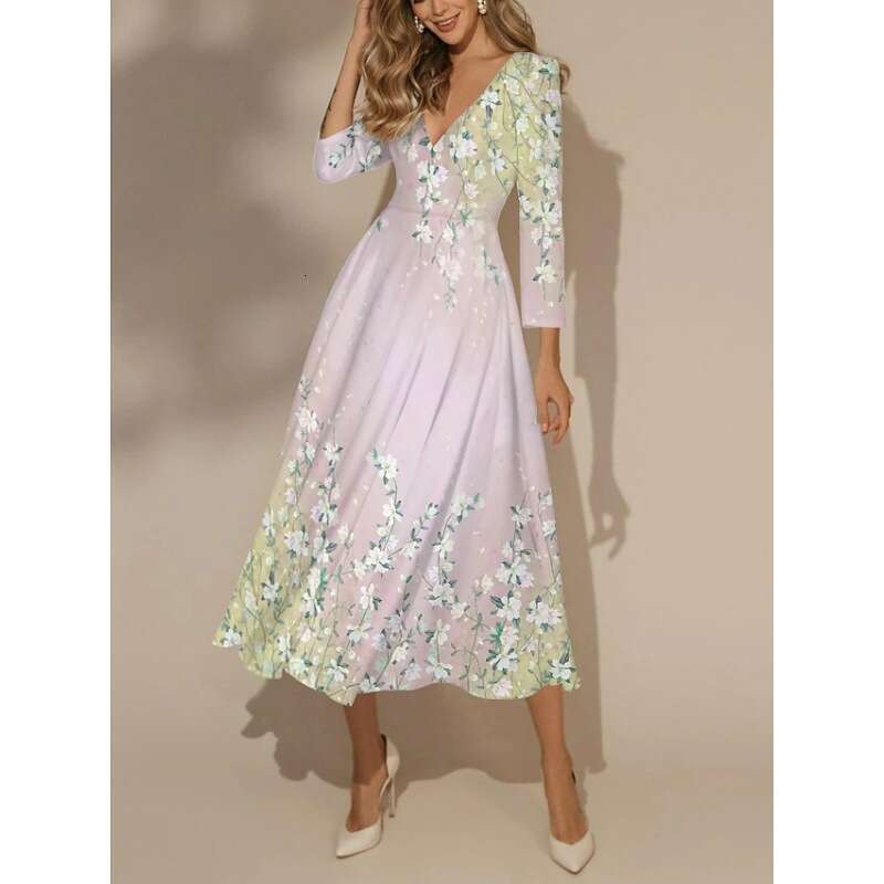 Spring/Summer Autumn Sweet Countryside Style Deep V Princess Skirt 2024 New Casual Fashion Trendy Clothing