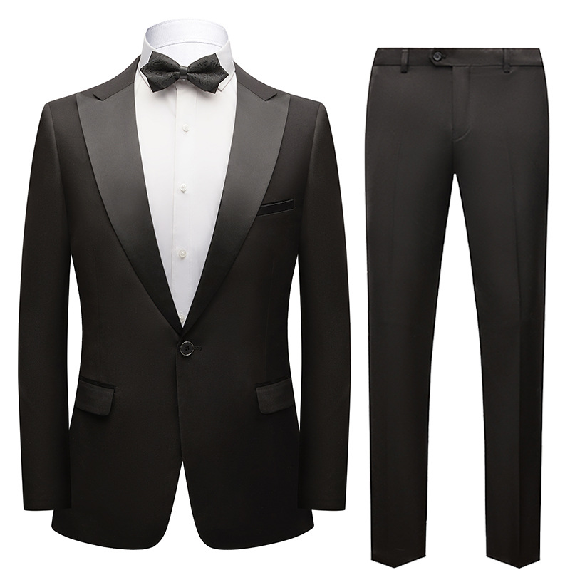 H482 Groom suit men's art exam clothing men's suit black