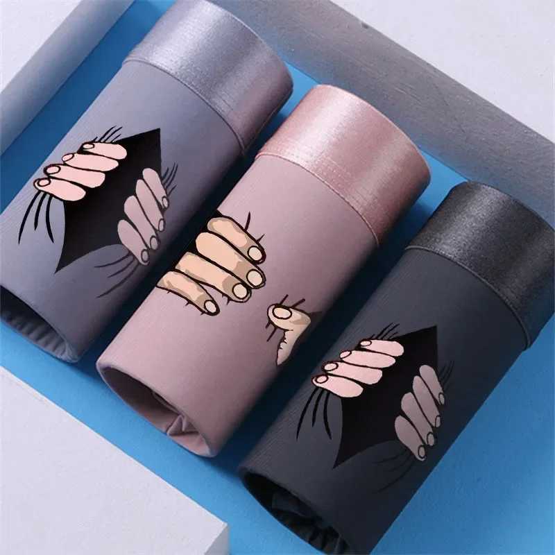 Mens ice silk four cornered pants with interesting personality cartoon flat underwear ultra-thin printed new style X241207