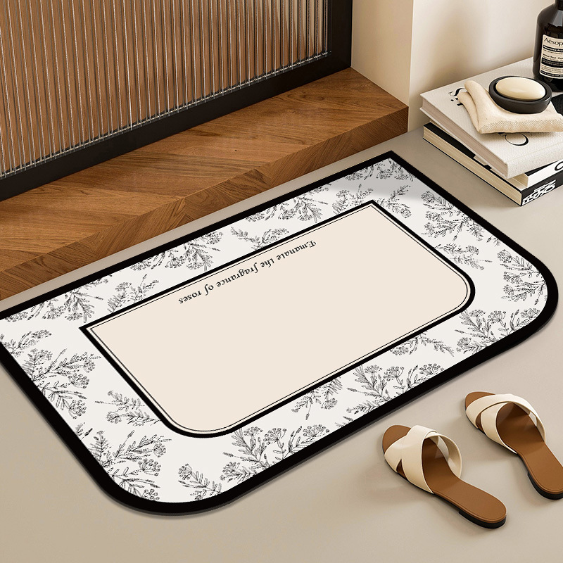 Bathroom Cabinet Floor Mats Strong Water Absorption Toilet Door Anti-slip Mats Toilet Door Mats Quick-drying Dirt-resistant Foot Mats Multi-material