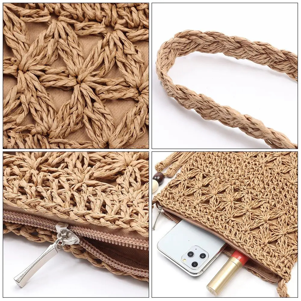 Small Straw Beach Bag for Women Summer Woven Purse Cute Shoulder Womens Mini Crossbody Handbags 241203