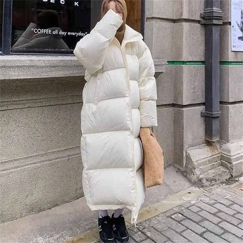 Korean Version Of The Long Cotton-Padded Jacket 2025 New Super-Long Over-The-Knee Thick Warm Couple Women's Winter Coat