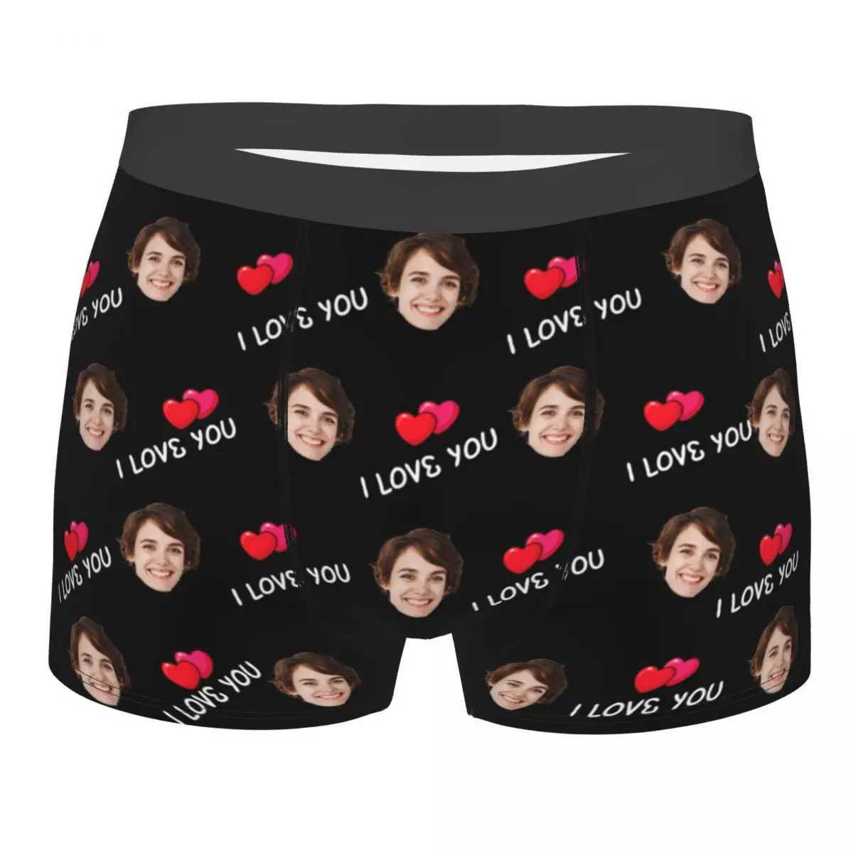 Mens Valentines Day customized facial boxing underwear shorts breathable underwear personalized mens sexy S-XXL long underwear X241207