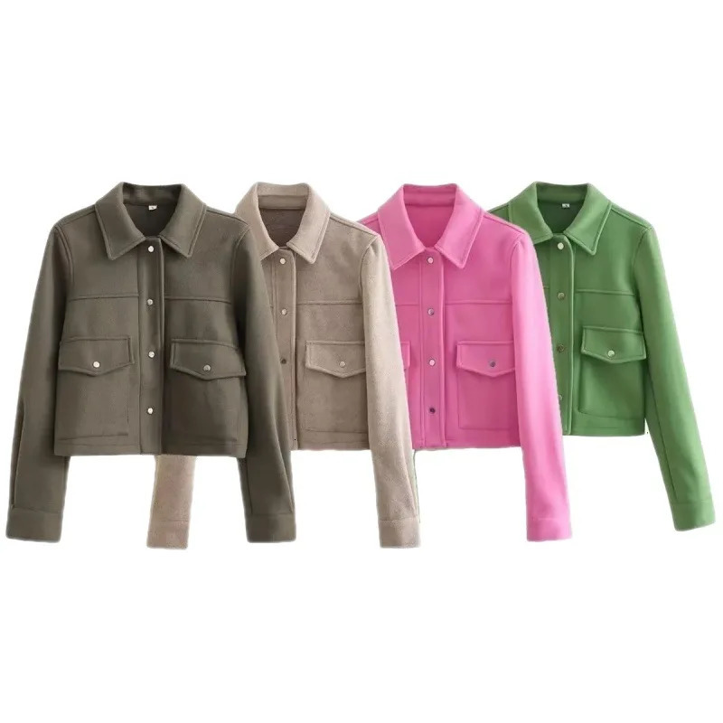 Womens Street Casual Soft Woolen Shirt Jacket Top 241202