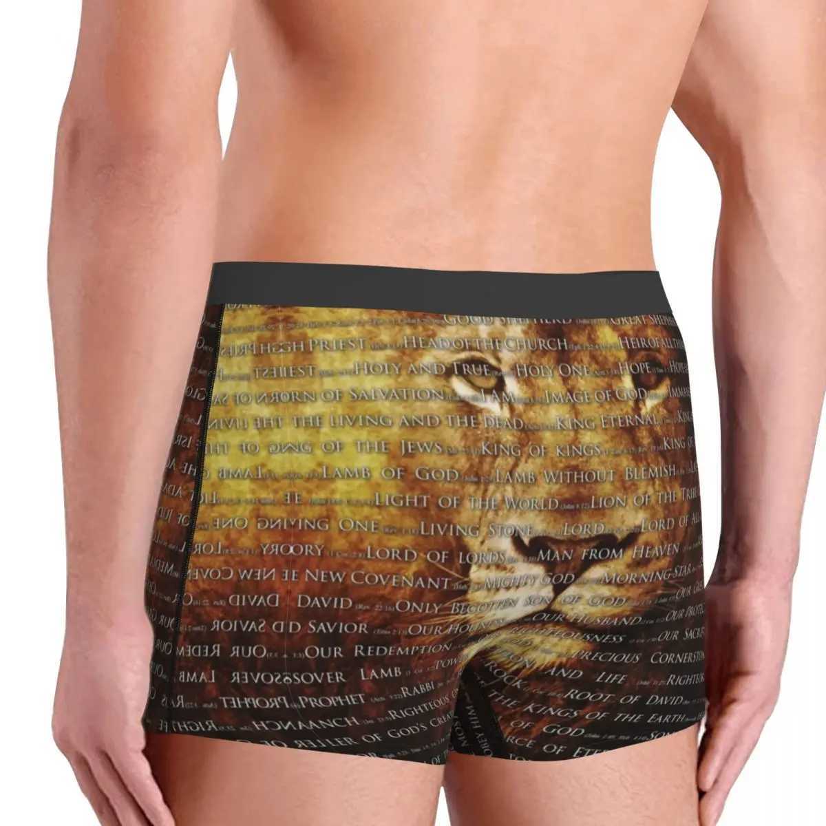 Mens Cool Gods Name Jesus Lion Underwear Christian Boxer Underwear Breathable Shorts Underwear X241207