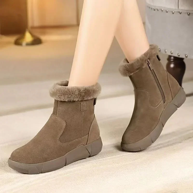 2024 Fashion Womens Shoes Short Plush Selling Side Zipper Daily Boots Round Toes Keep Warm Ankle 241206