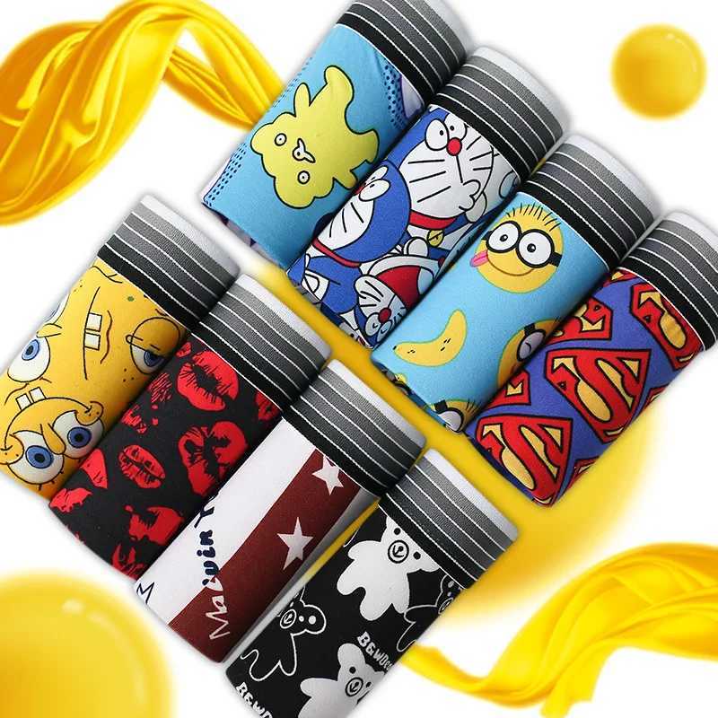 Cartoon Character Young Mens Underwear Fashion Stretch Bag Boxer Underwear Set X241207