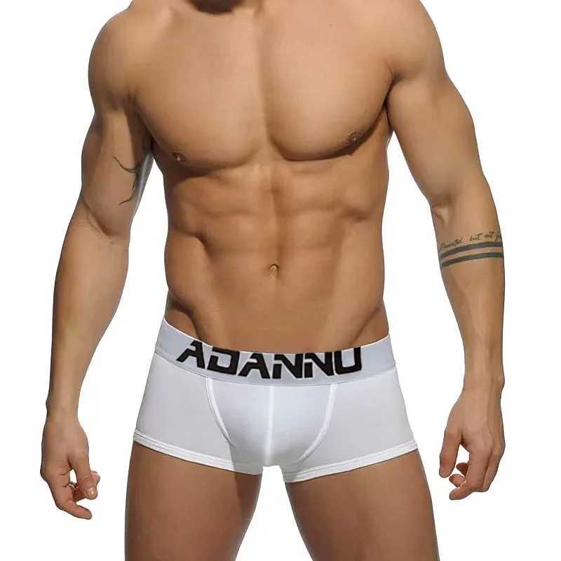 Mens boxer solid color simple style sexy low rise sit ups slim fitness boxer underwear X241207
