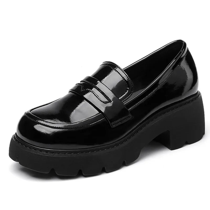 AIYUQI Loafers Shoes Women Genuine Leather Spring Platform Women Plus Size Shoes British Style Fashion Green School Shoes Women