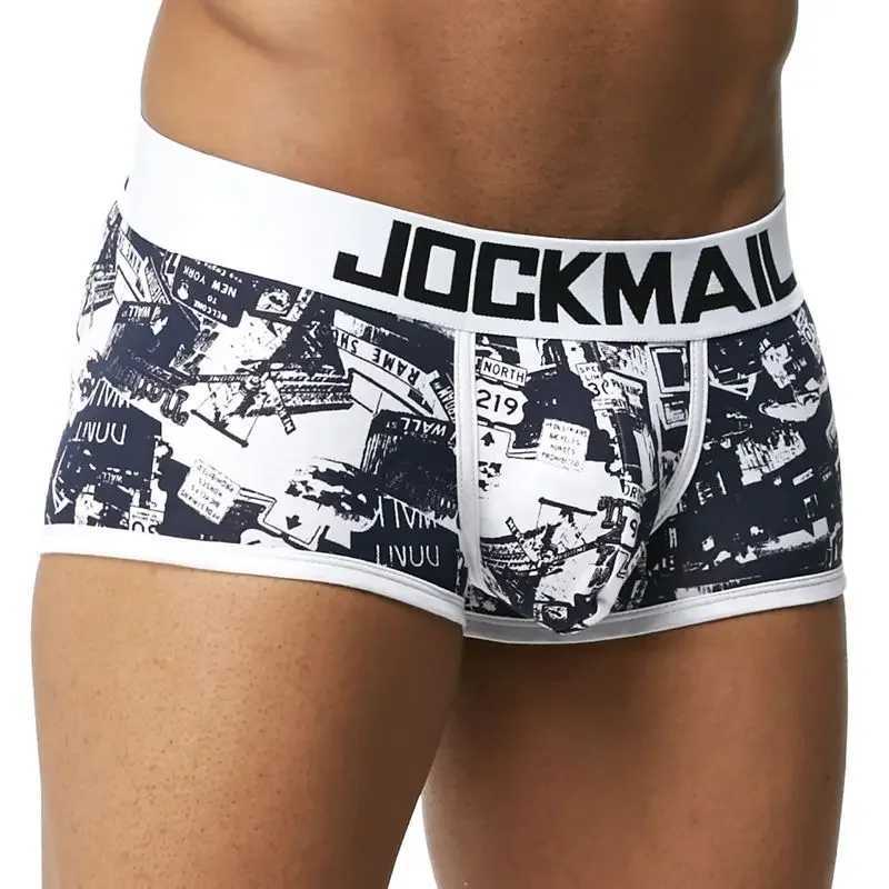 Jockmail sexy mens cotton underwear mens underwear solid mens shorts breathable underwear striped boxer shorts mens boxer X241207