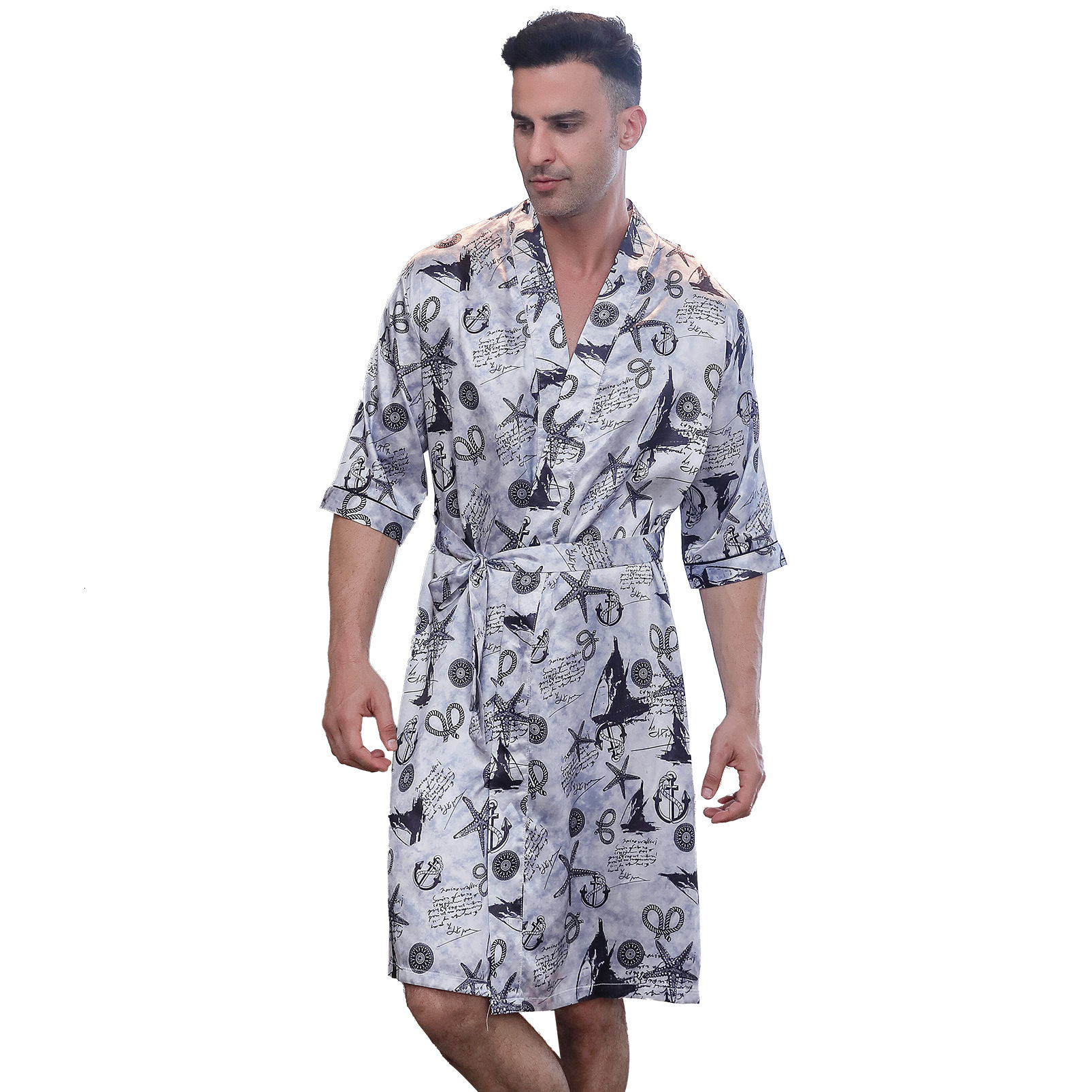 2025 Designer s fashion new men s pajamas sleepwear five quarter sleeve youth summer new casual bathrobes home clothes