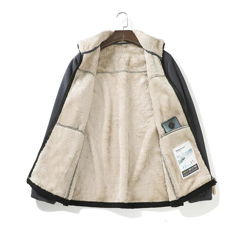 2024 Style Trend Casual Fleece Coats Men Spring Winter Sports Stand Collar Jacket Mens Cardigan Handsome Hoodie 241202