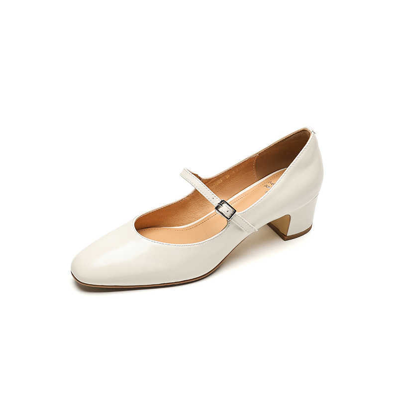 33 40New Cow Lacquer Leather Mary Jane Shoes for Women Round Head Shallow Mouth Medium Coarse Solid Color Commuter Fashion Shoes