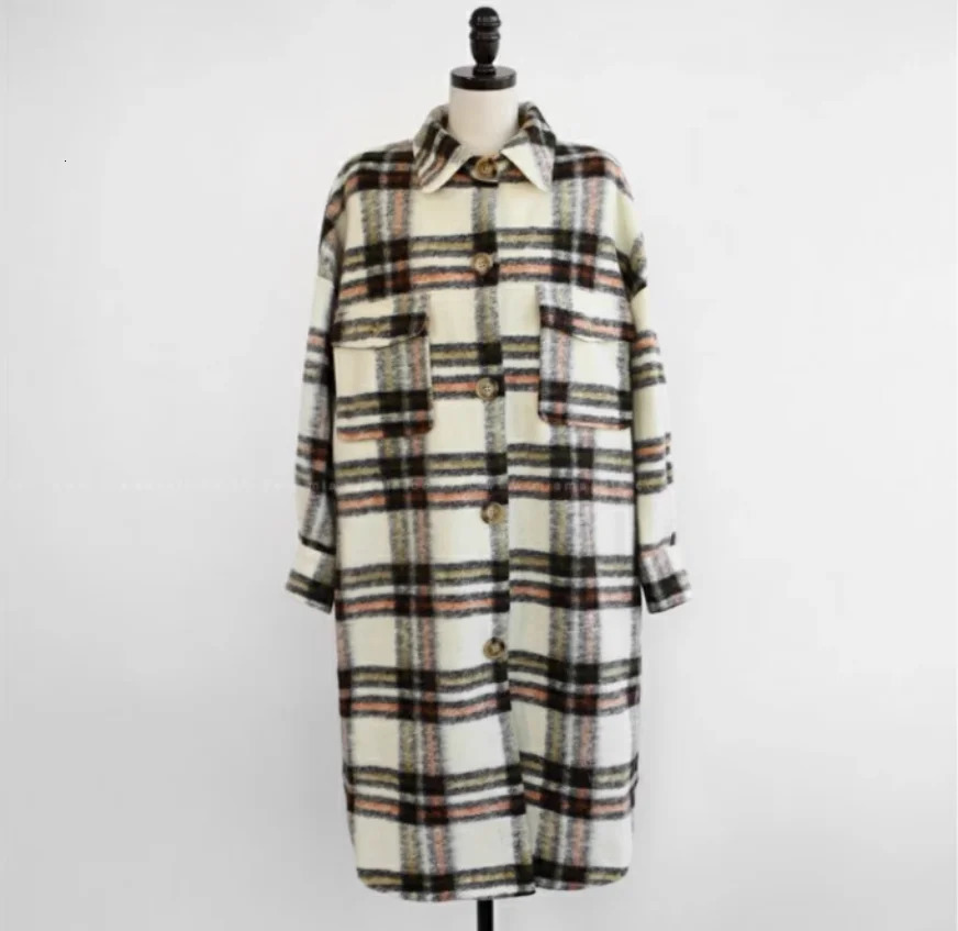 Womens Fashion Plain Wool Coat Womens Winter Thick Warm Korean Long Sleeve Collar Jacket Coat 241204